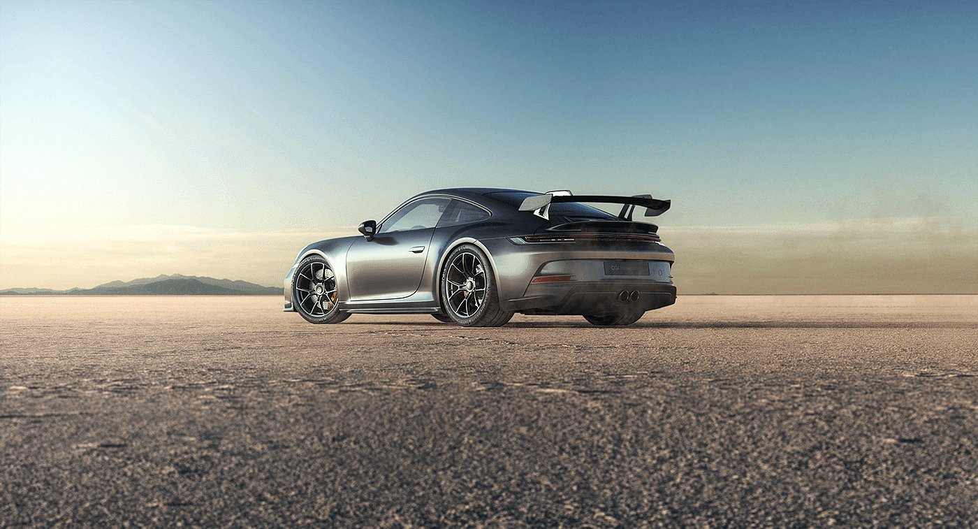 Porsche，cgi，Sports car，Salt Beach，Render Scene ，