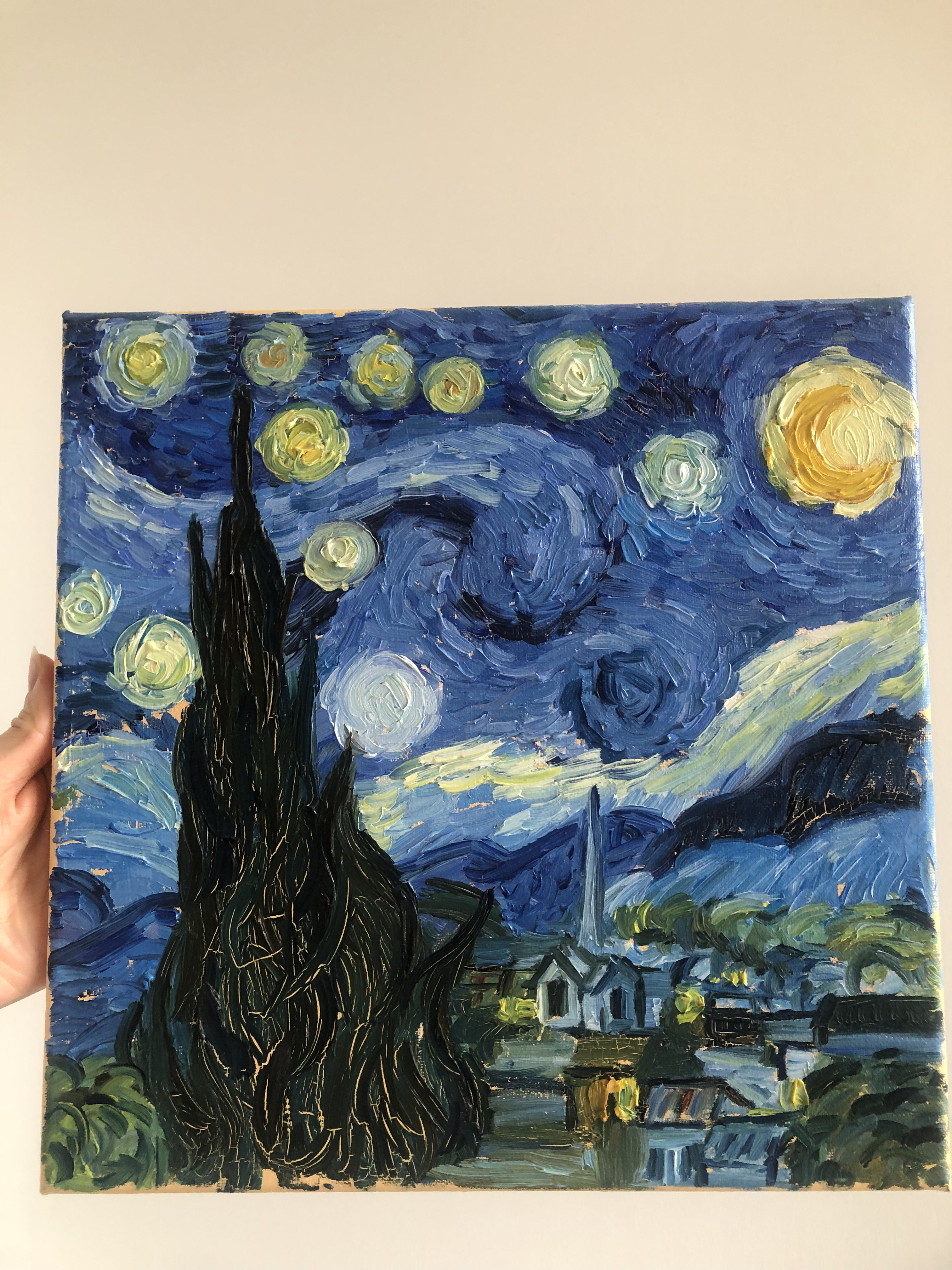 Oil Painting，van gogh，starry sky，