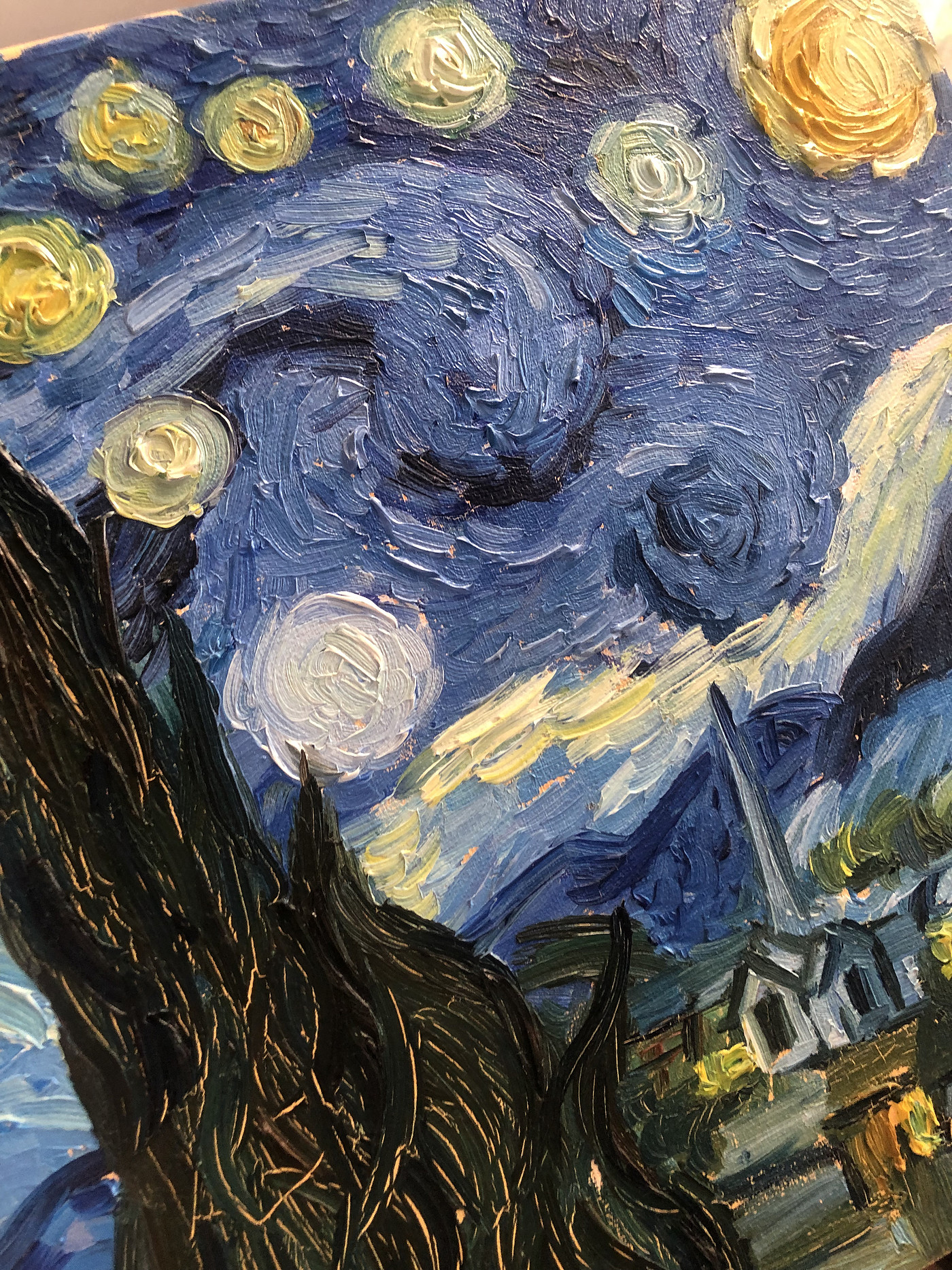 Oil Painting，van gogh，starry sky，