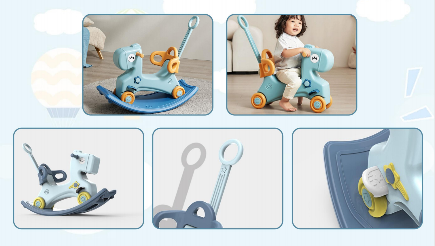 Children shake horses，running，