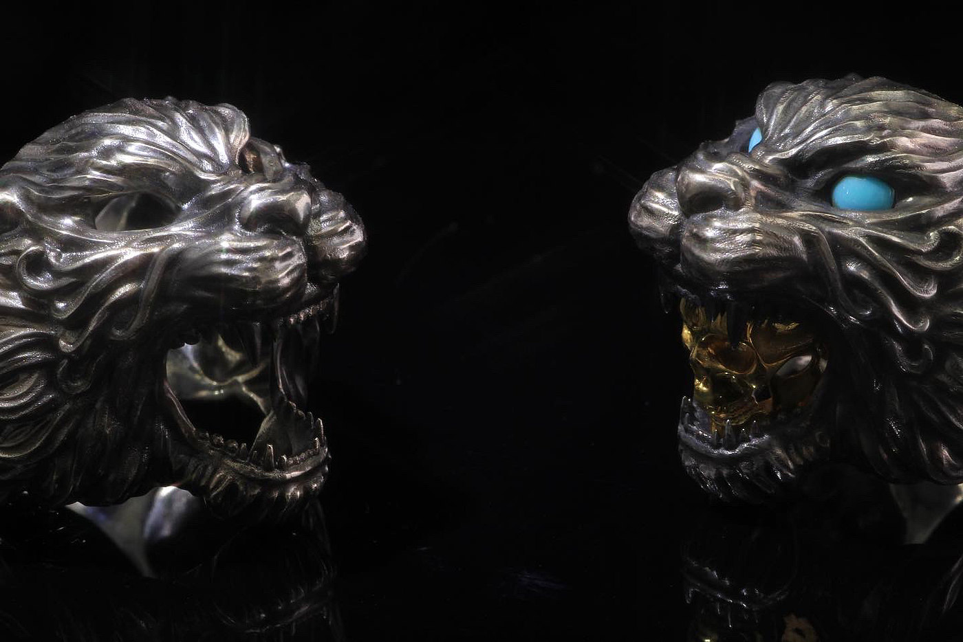 tiger，Silver ornaments，gold-plated，human skeleton，Turquoise，modeling，Render，Zbrush，