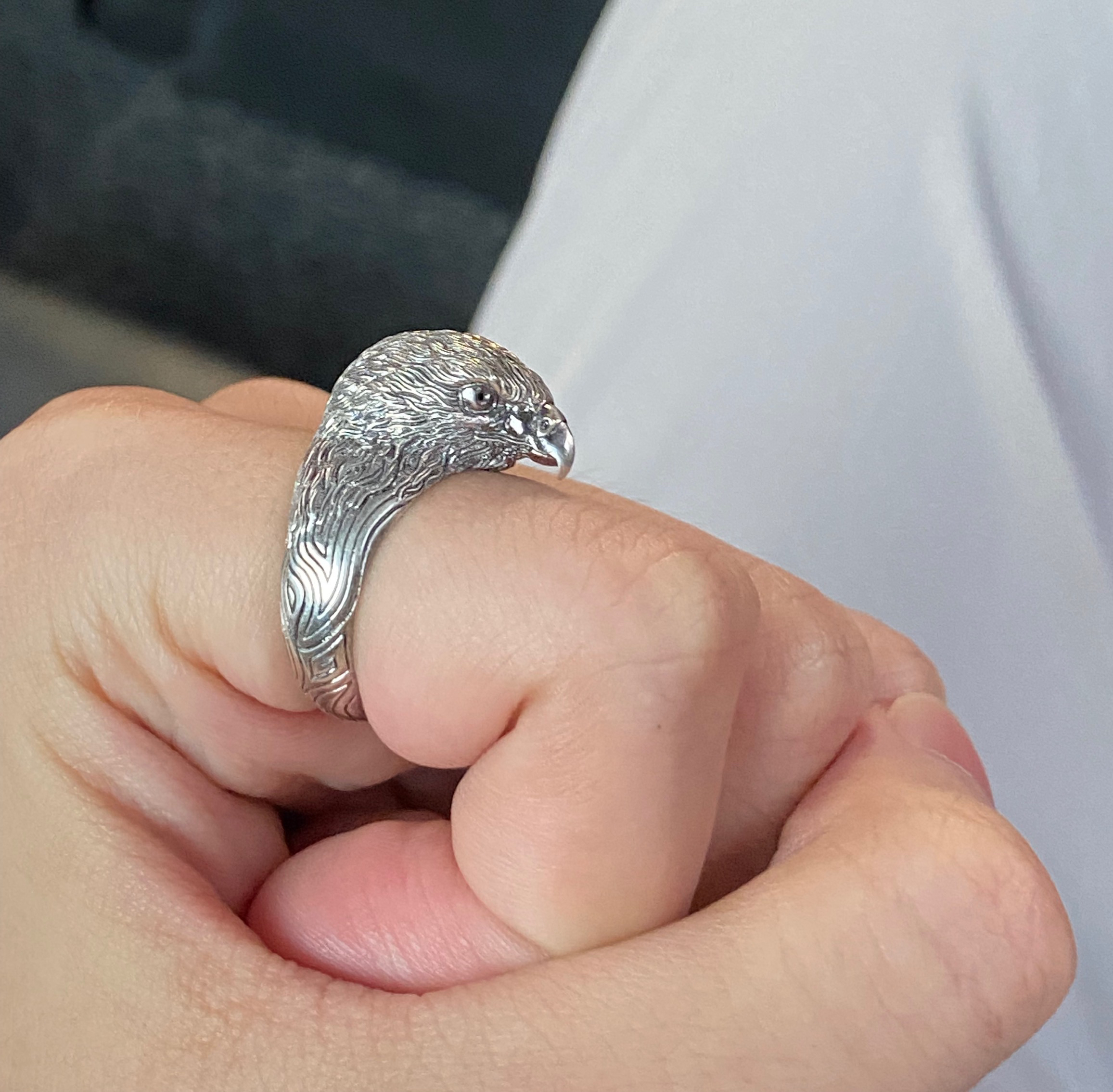 Carve，eagle，jewelry，Ring，Silver ornaments，modeling，Render，Zbrush，