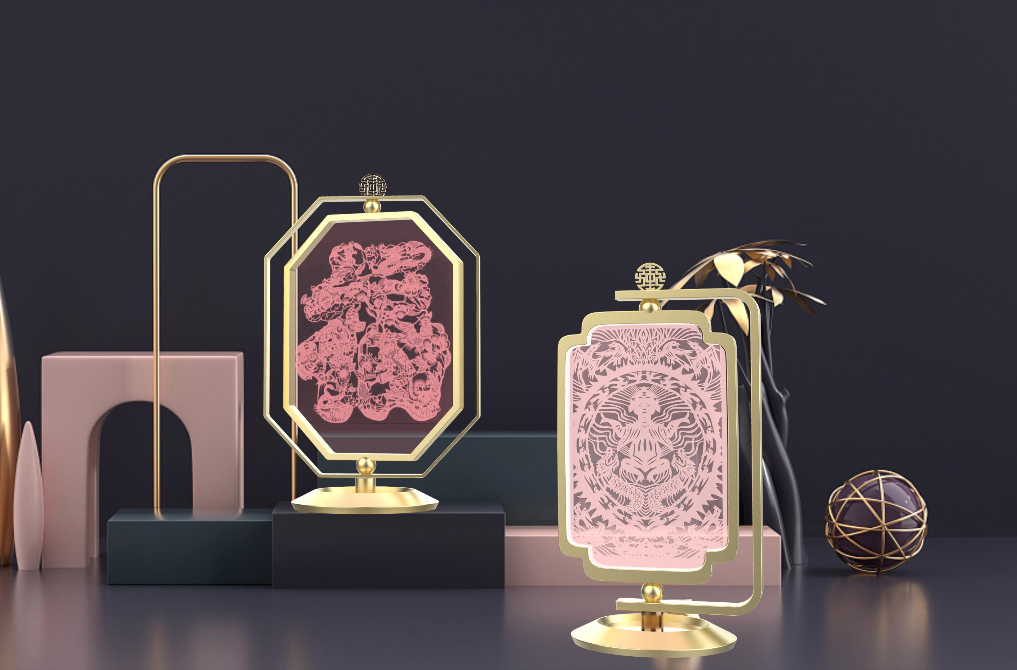 Cultural creation，Design，paper-cut，lamp，