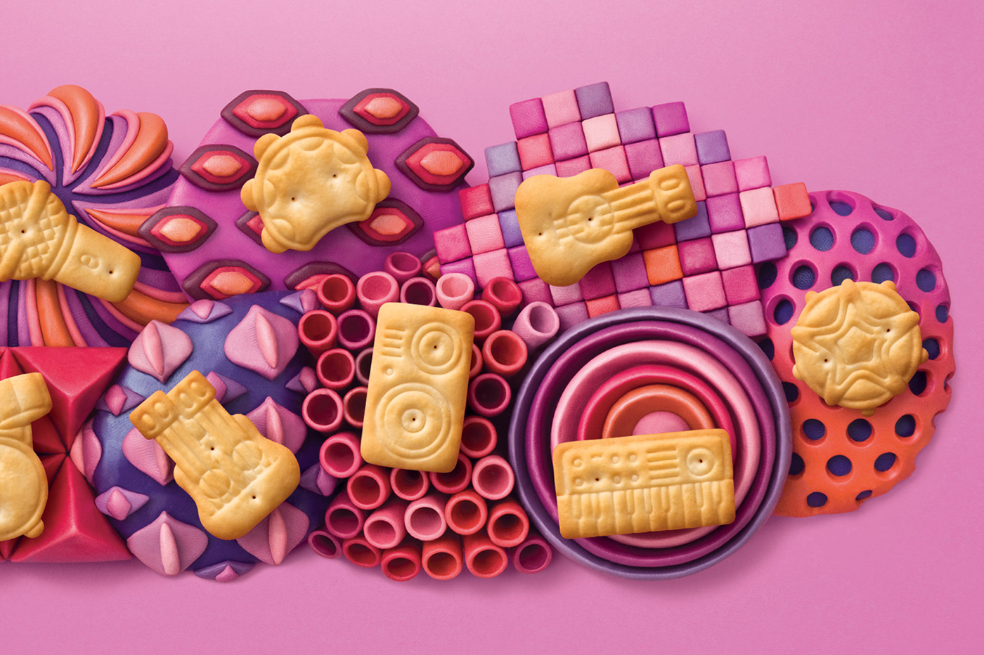 Snack biscuit，Creative design，Biscuit character，Snack crackers line，