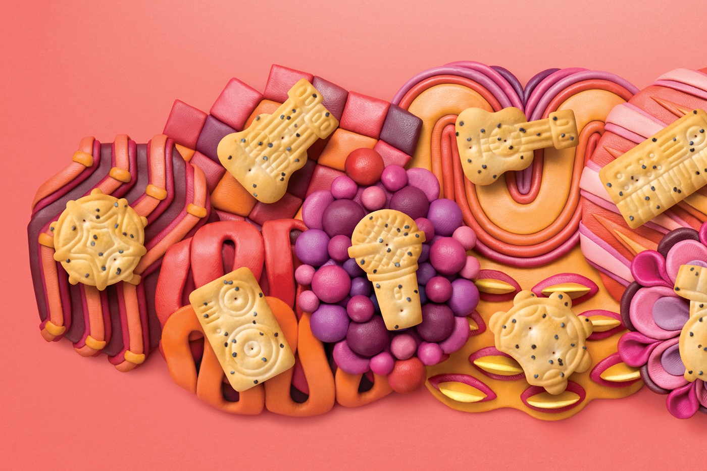 Snack biscuit，Creative design，Biscuit character，Snack crackers line，