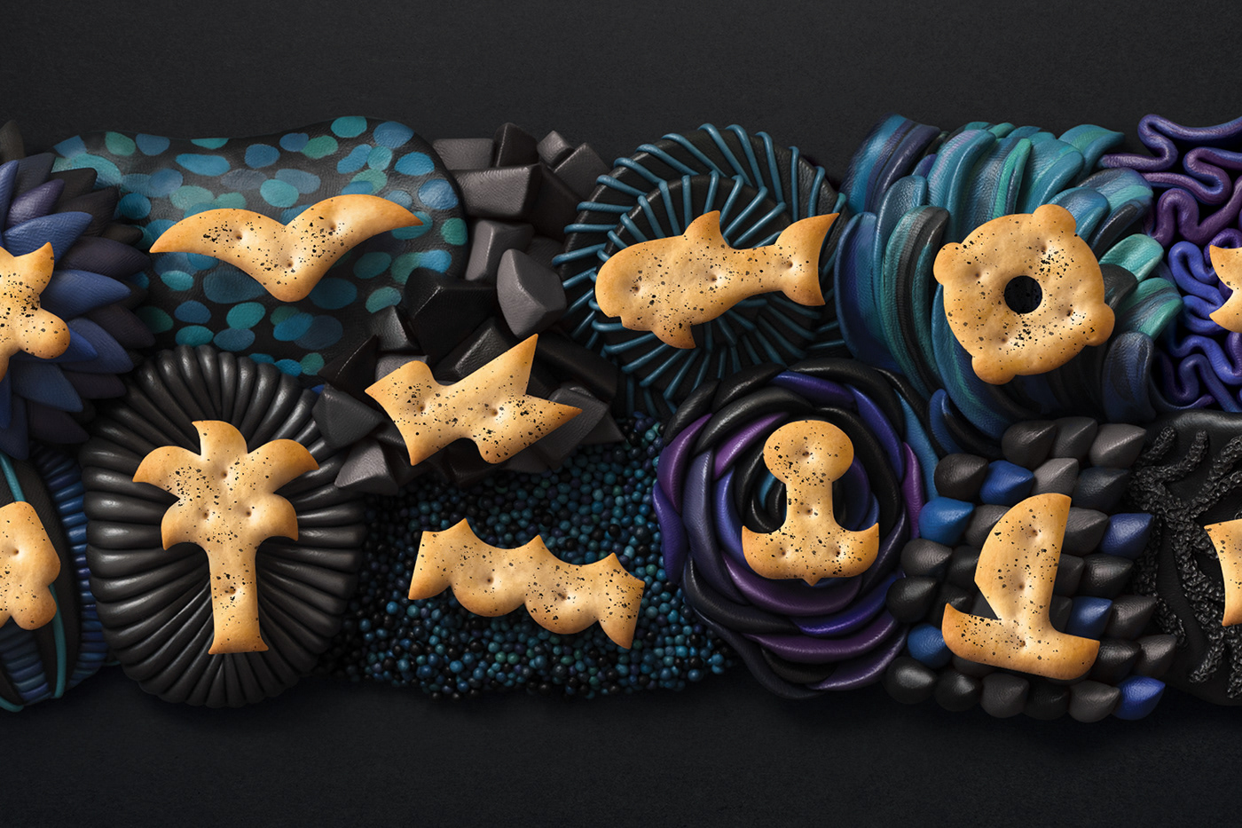 Snack biscuit，Creative design，Biscuit character，Snack crackers line，