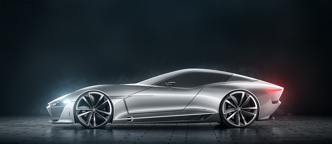 Jaguar，C-Xonca Freet，Sports car，3D rendering，