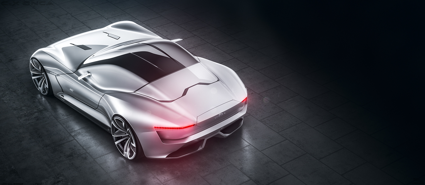 Jaguar，C-Xonca Freet，Sports car，3D rendering，