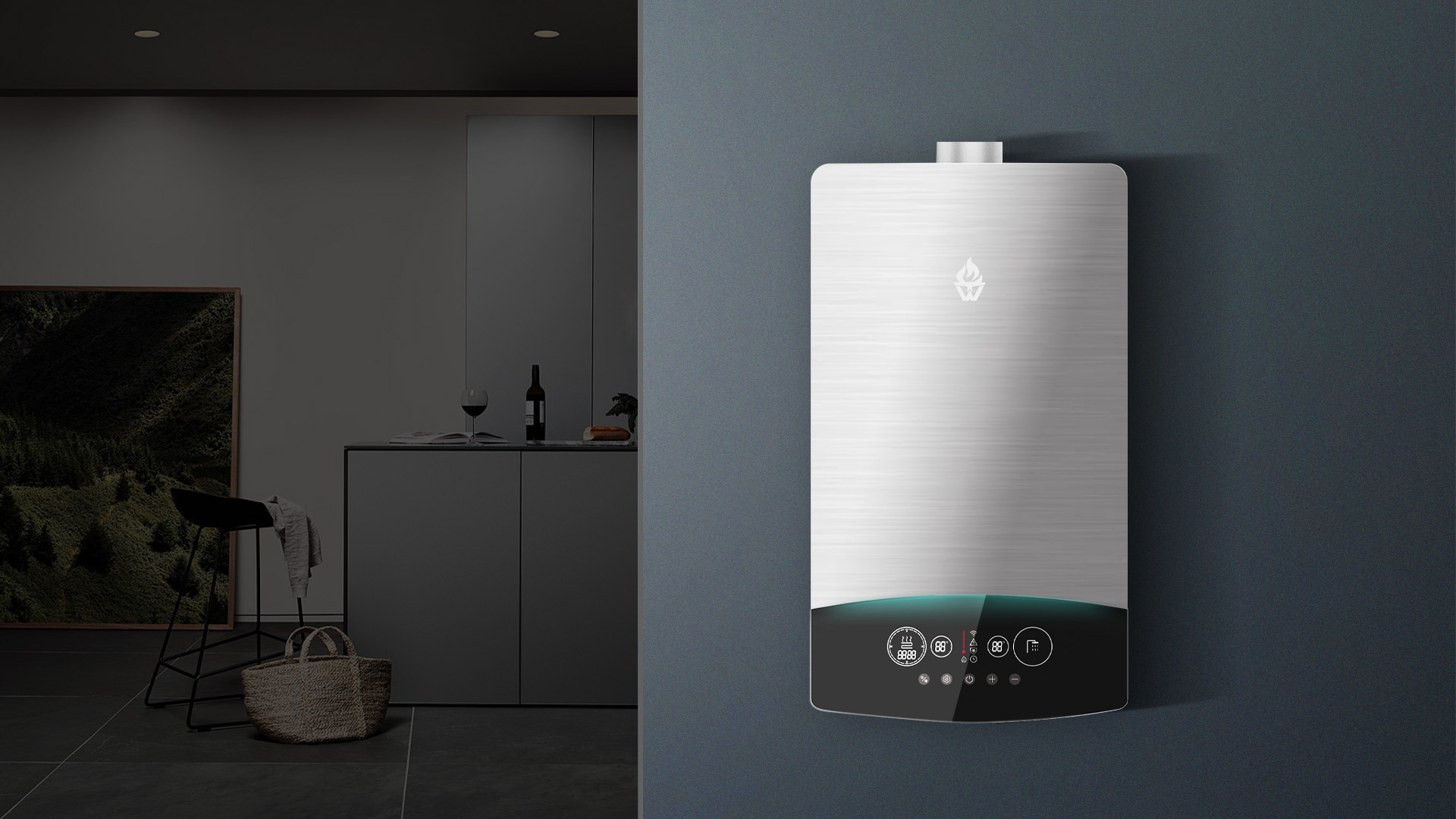 Wall hanging furnace，Dual temperature display，product design，industrial design，