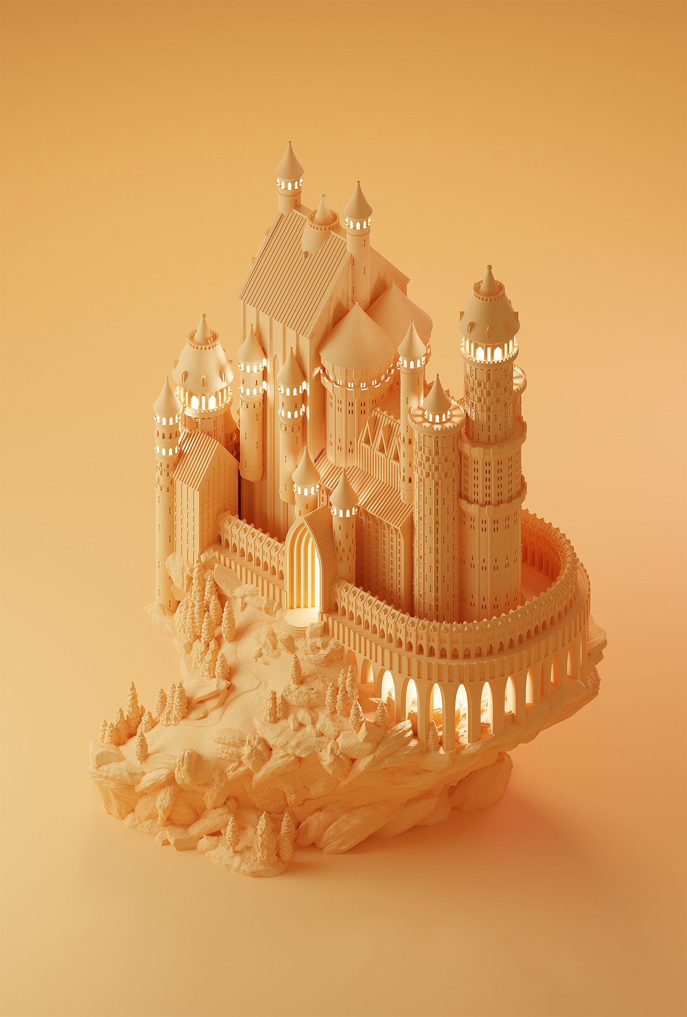 castle，Model，illustration，