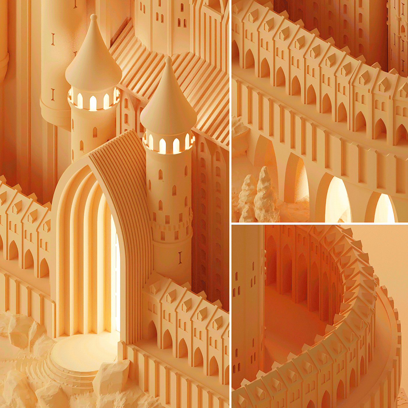 castle，Model，illustration，