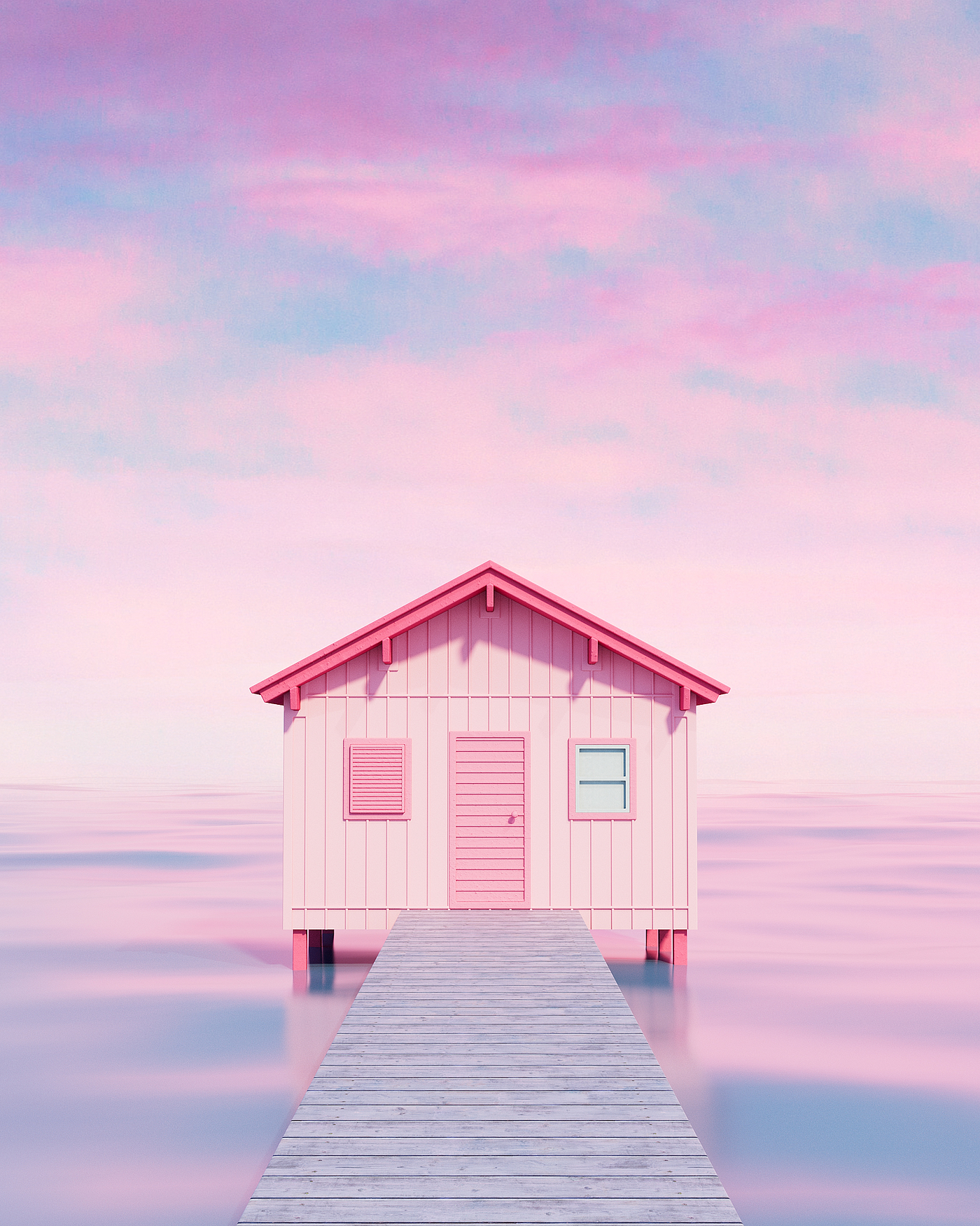 Product rendering，Product animation，c4d，Redshift，Small house，boat，Wooden house，sky，