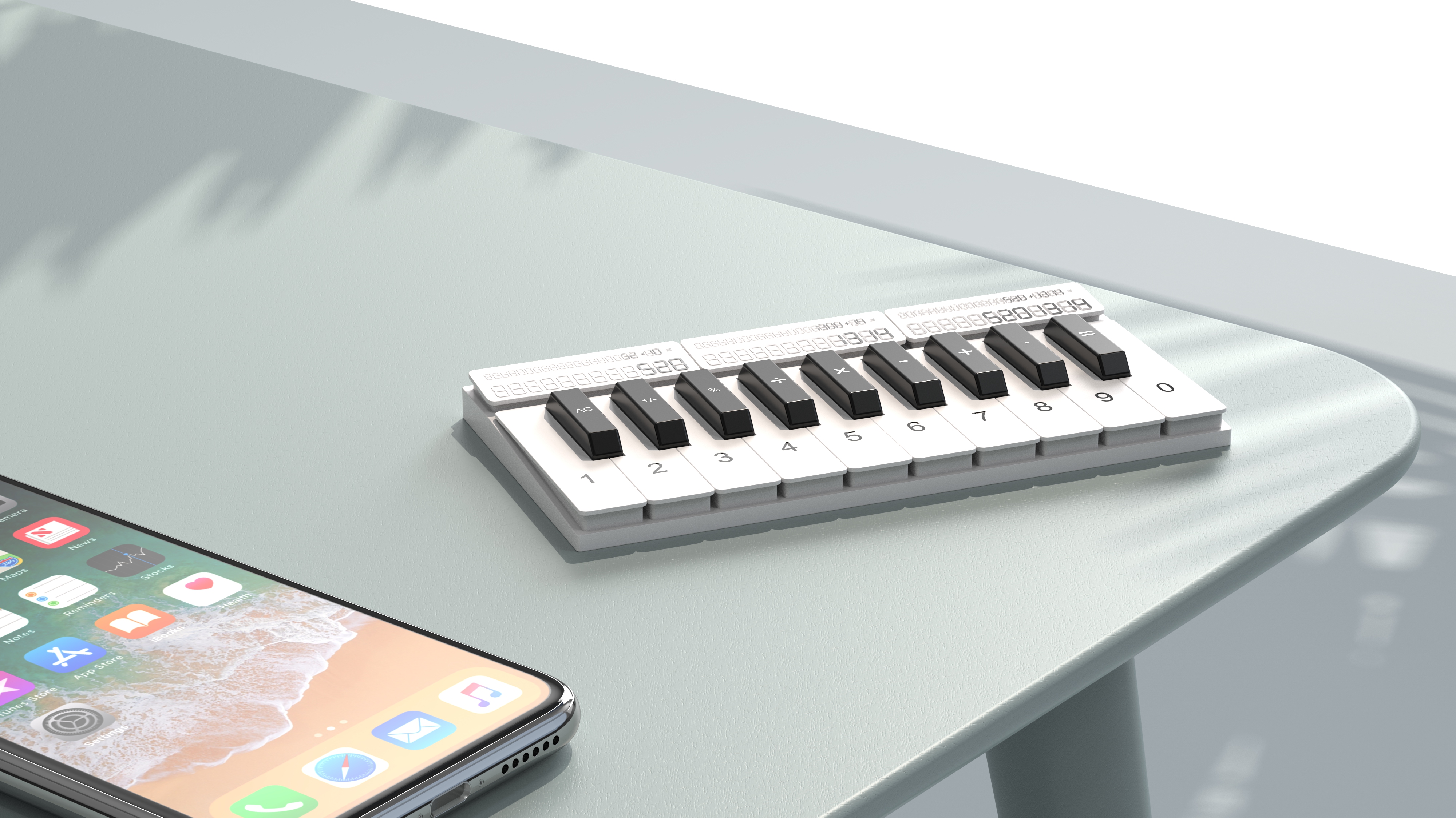 Calculator，Three screens，Piano keys，