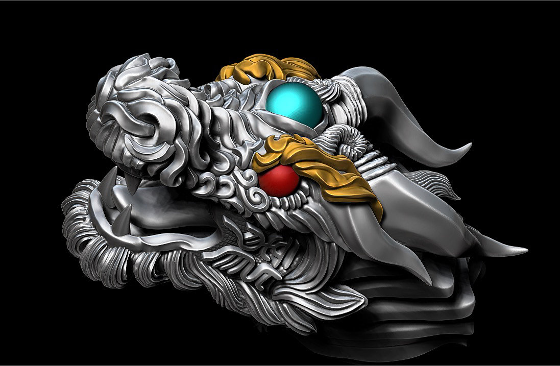 Loong，Silver ornaments，cowhide，Hand rope，National style，electroplate，Jewellery，Zbrush，