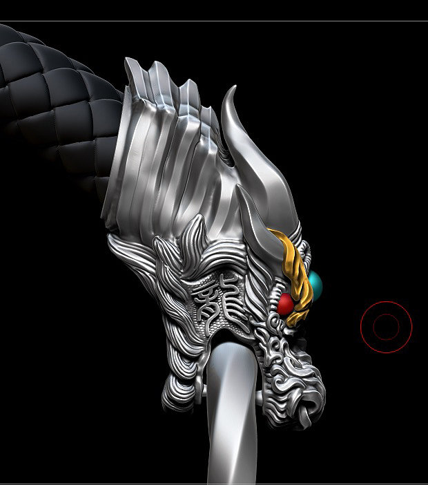 Loong，Silver ornaments，cowhide，Hand rope，National style，electroplate，Jewellery，Zbrush，