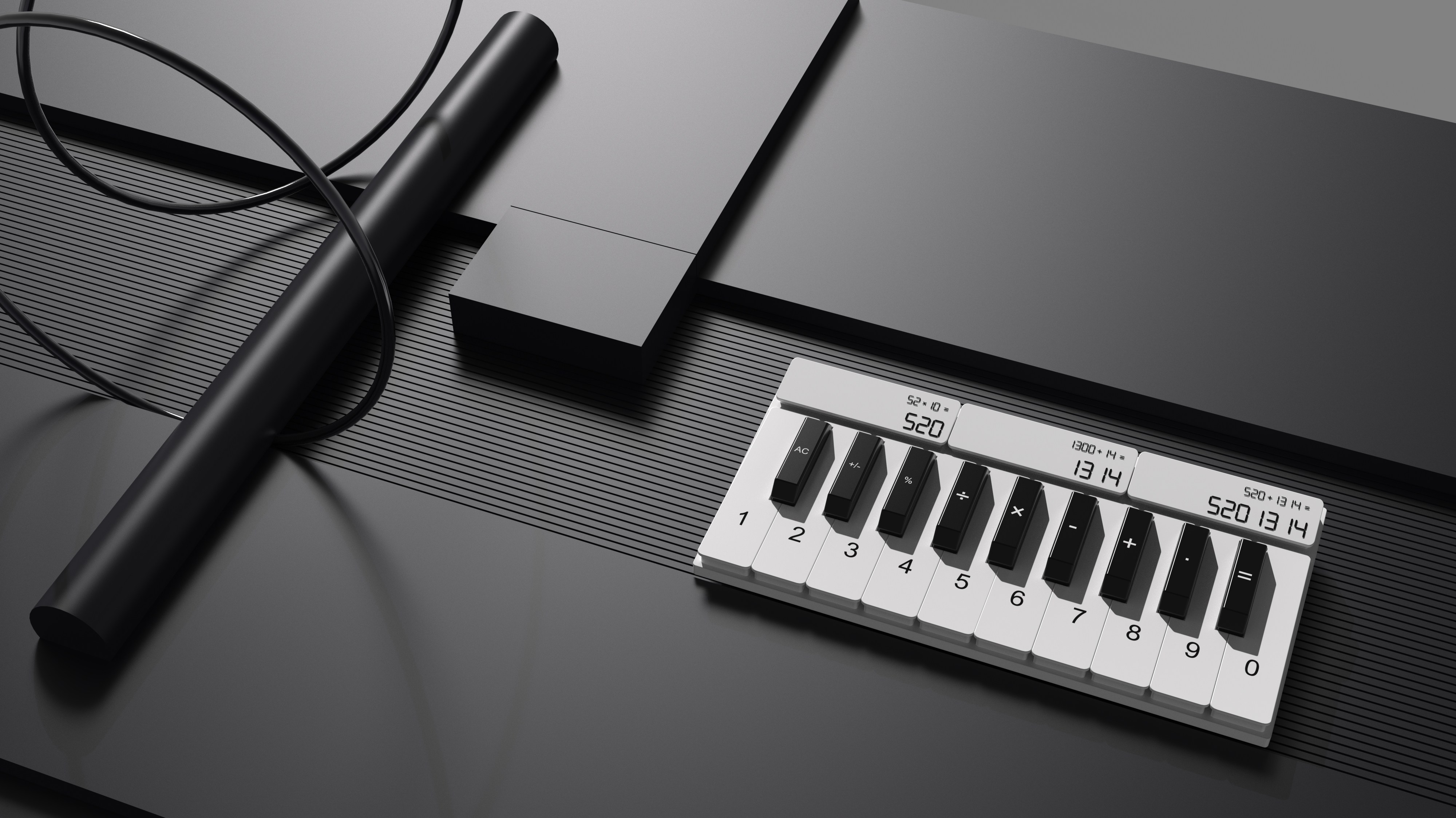 Calculator，Three screens，Piano keys，