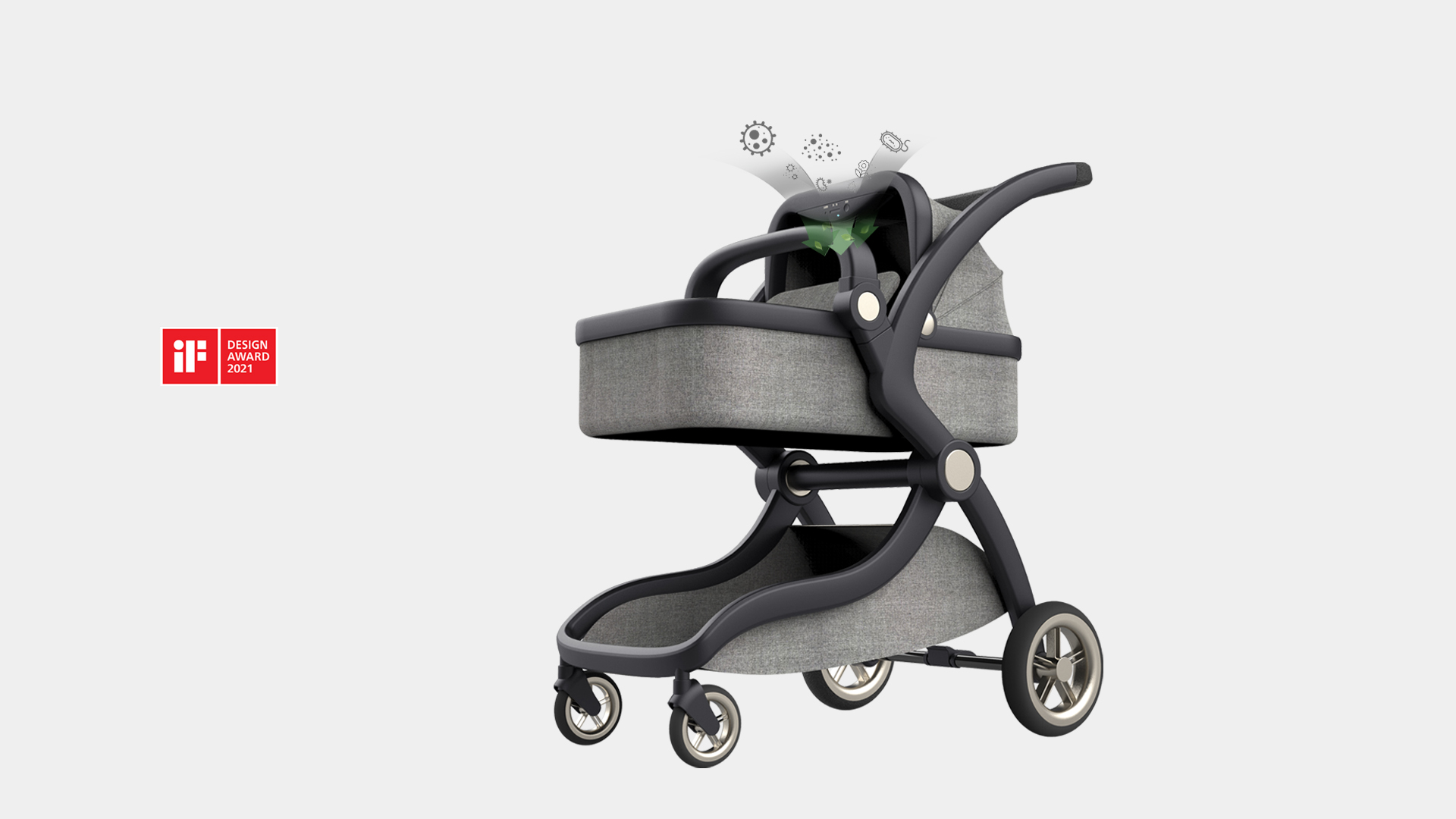 Baby stroller，Haze prevention and noise reduction，product design，industrial design，Yunbo design，