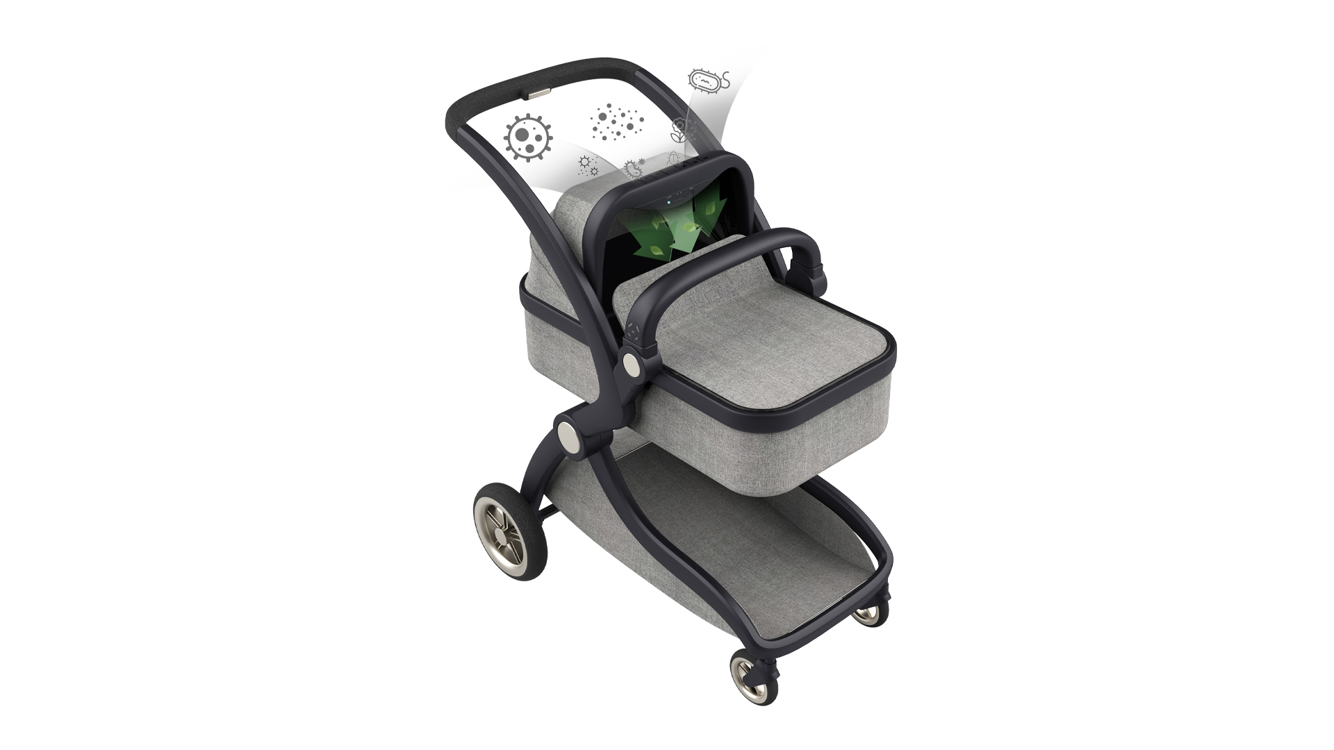 Baby stroller，Haze prevention and noise reduction，product design，industrial design，Yunbo design，