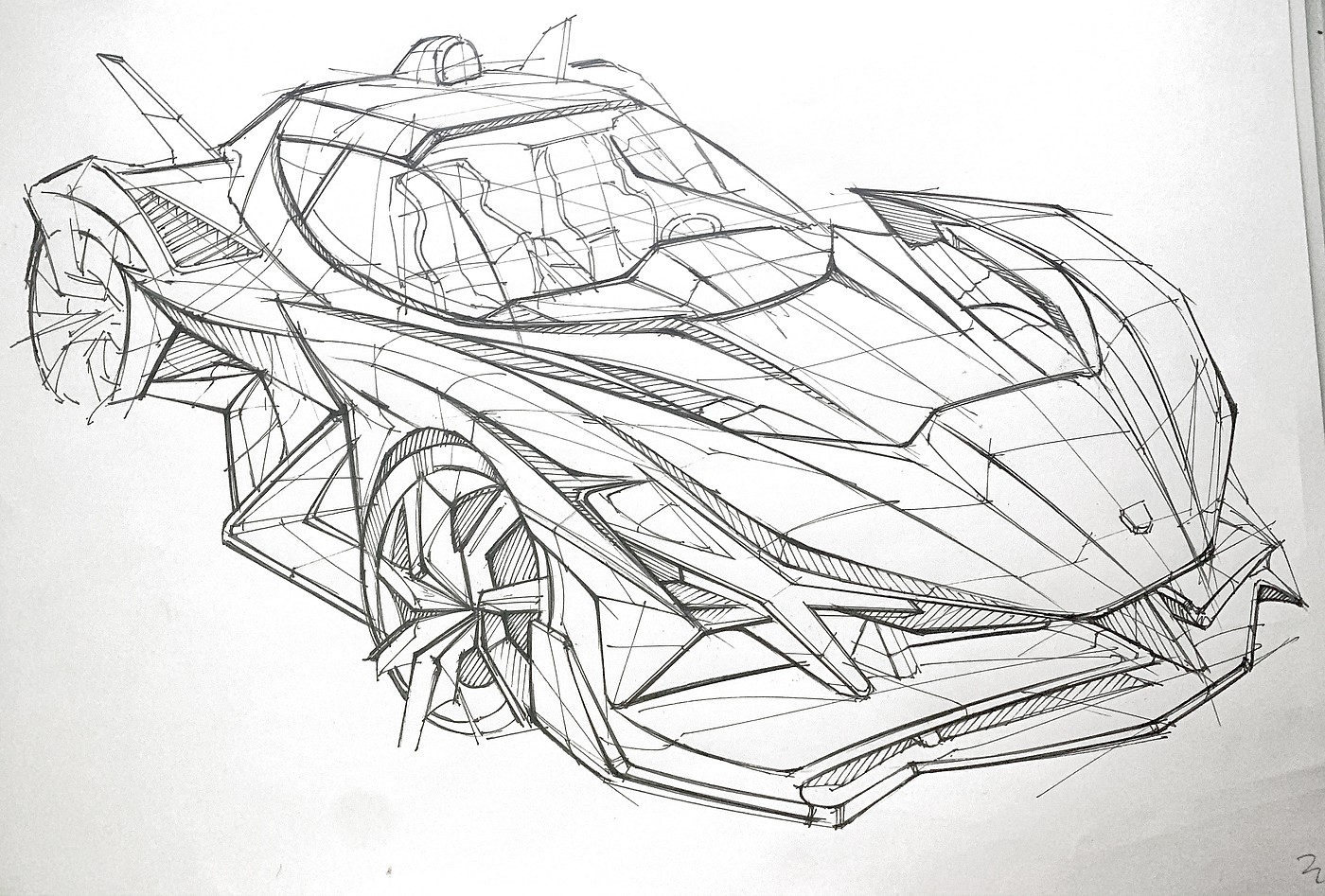 Hand drawn car，product design，industrial design，Hand drawn product design，Hand drawn industrial design，Hand drawn automobile design，Two dimensional rendering，conceptual design，