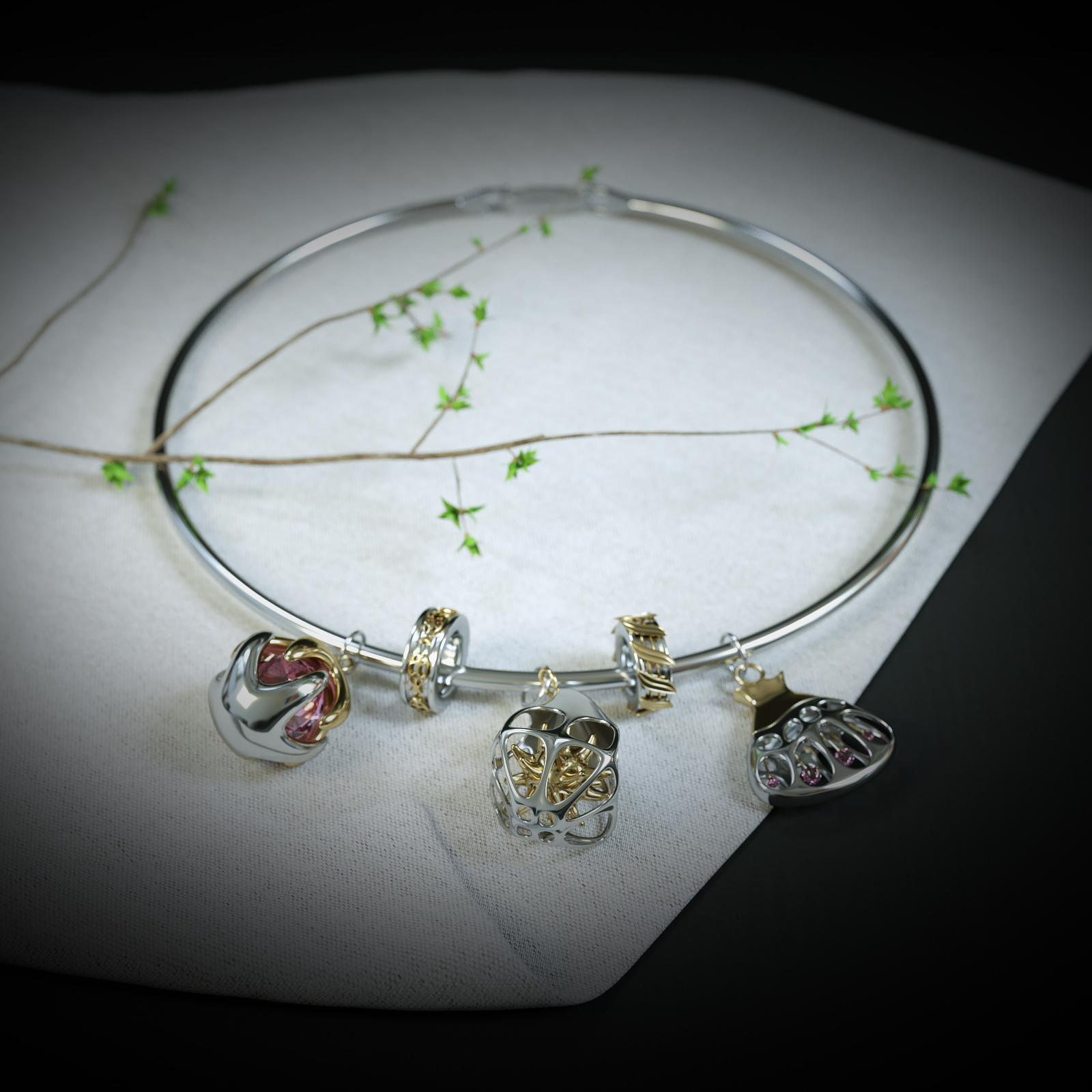 gemstone，fish，jellyfish，Ocean wind，silver，ornaments，jewelry，