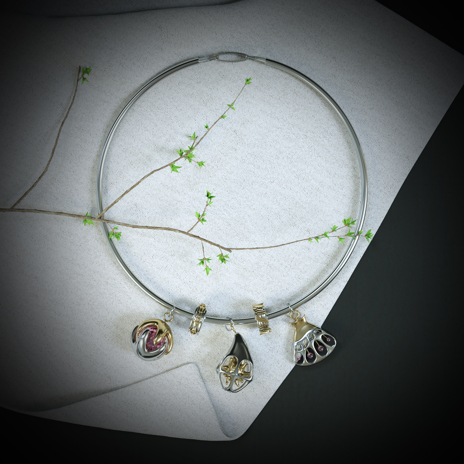 gemstone，fish，jellyfish，Ocean wind，silver，ornaments，jewelry，