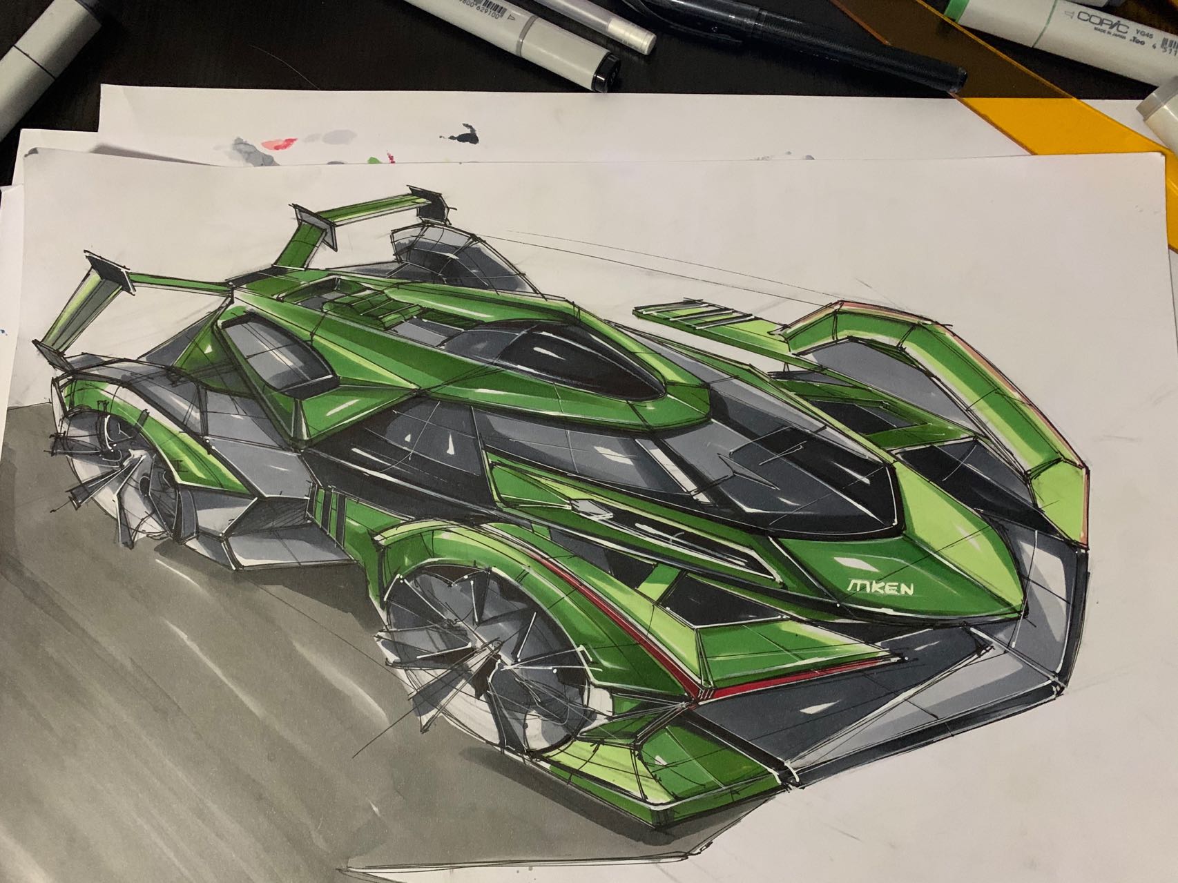 Automobile design，Hand drawn products，Hand drawn industrial design，sketch，ball pen，Marker hand drawn，