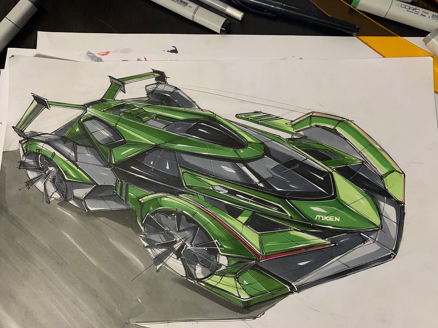 Automobile design，Hand drawn products，Hand drawn industrial design，sketch，ball pen，Marker hand drawn，