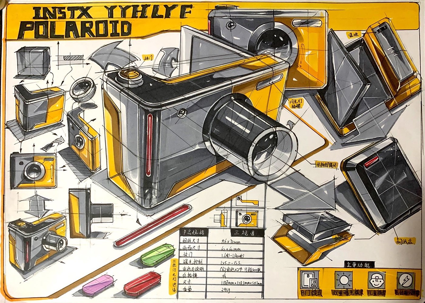 Automobile design，Hand drawn products，Hand drawn industrial design，sketch，ball pen，Marker hand drawn，
