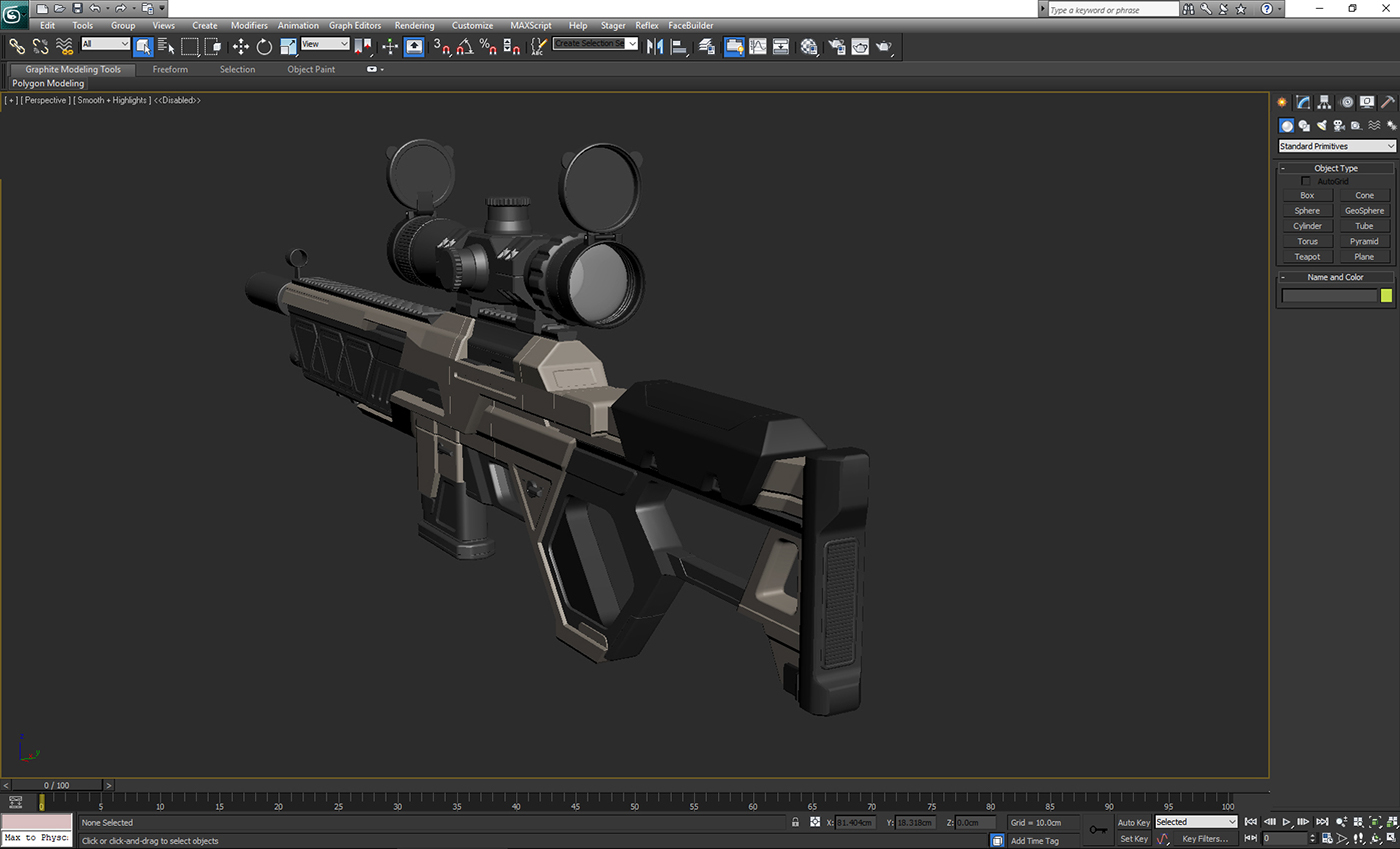 modeling，firearms，Render，