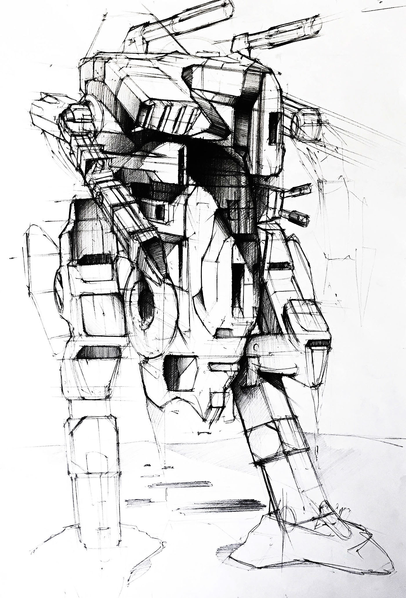 Hand drawn，sketch，Line，robot，