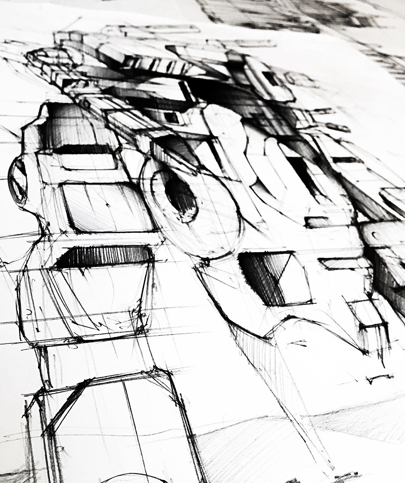 Hand drawn，sketch，Line，robot，