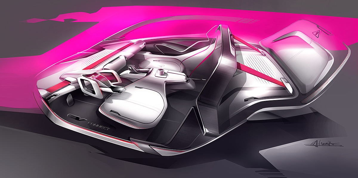 automobile，Interior，vehicle，Hand drawn，painting，