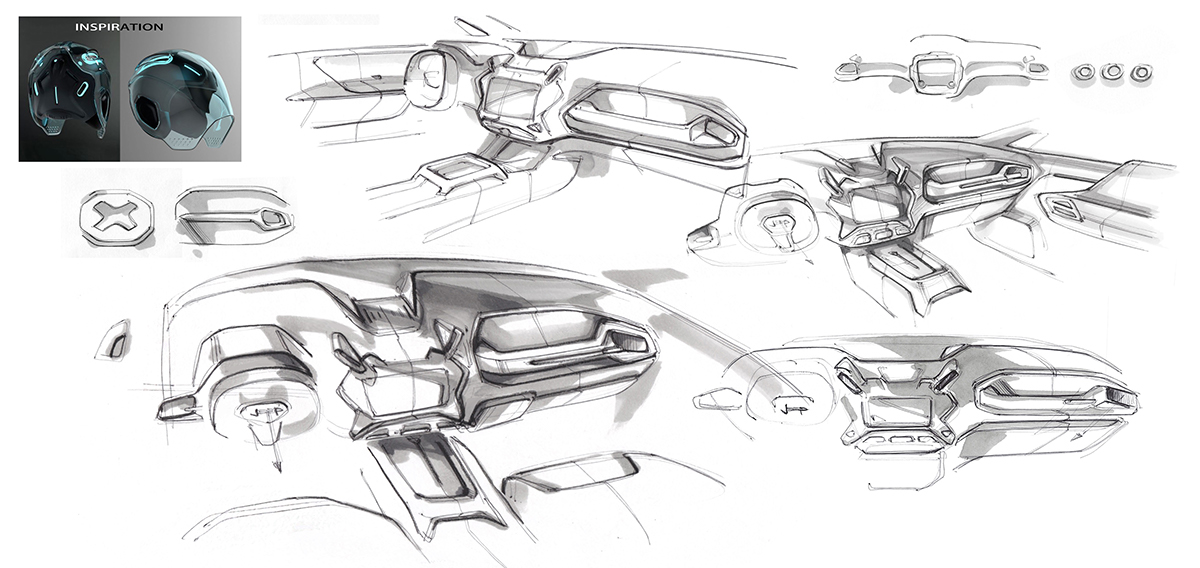 automobile，Interior，vehicle，Hand drawn，painting，