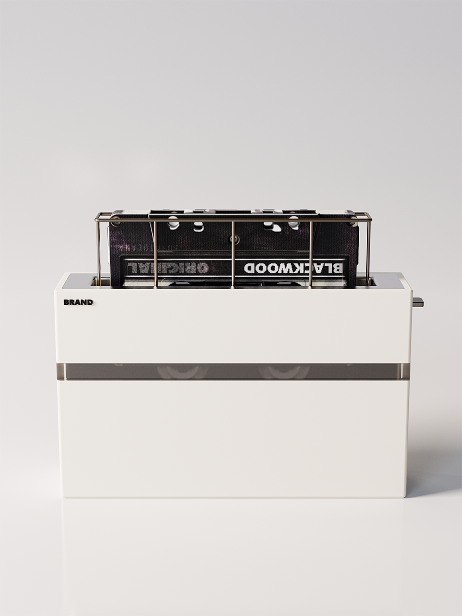 Nostalgic, retro, concept, toaster, cassette player, tape recorder，