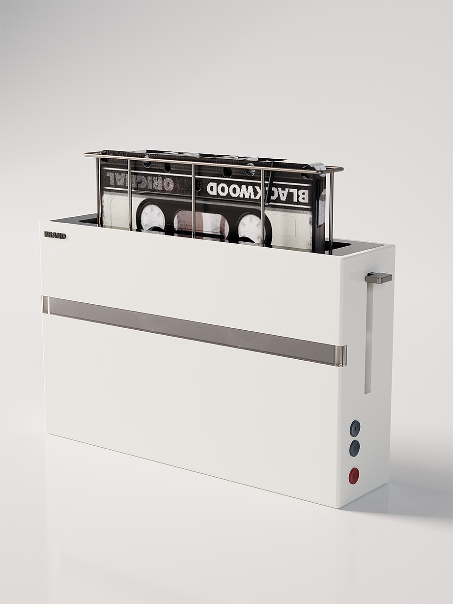 Nostalgic, retro, concept, toaster, cassette player, tape recorder，