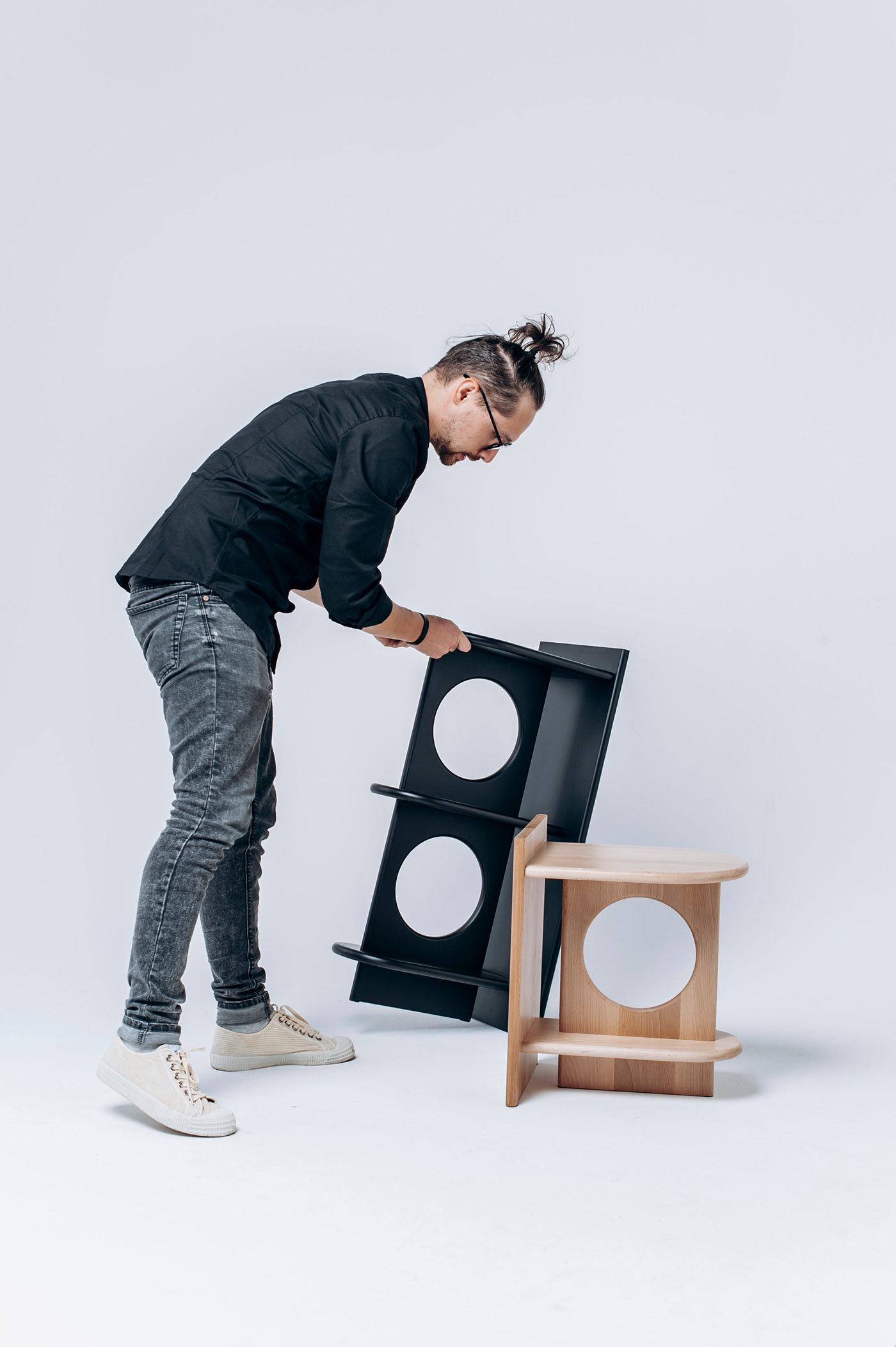 design model，Natural wood，product design，Multifunctional side table，