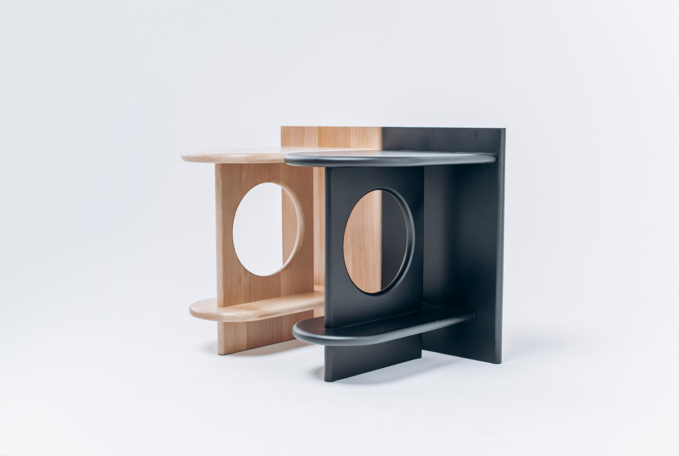 design model，Natural wood，product design，Multifunctional side table，