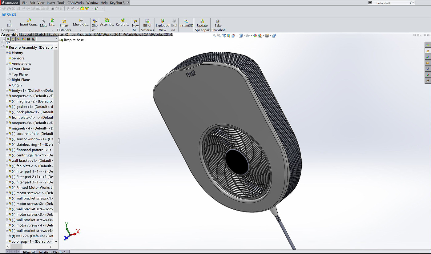 Nest Respire，智能空气净化器，家电产品，手势控制，磁性密封，