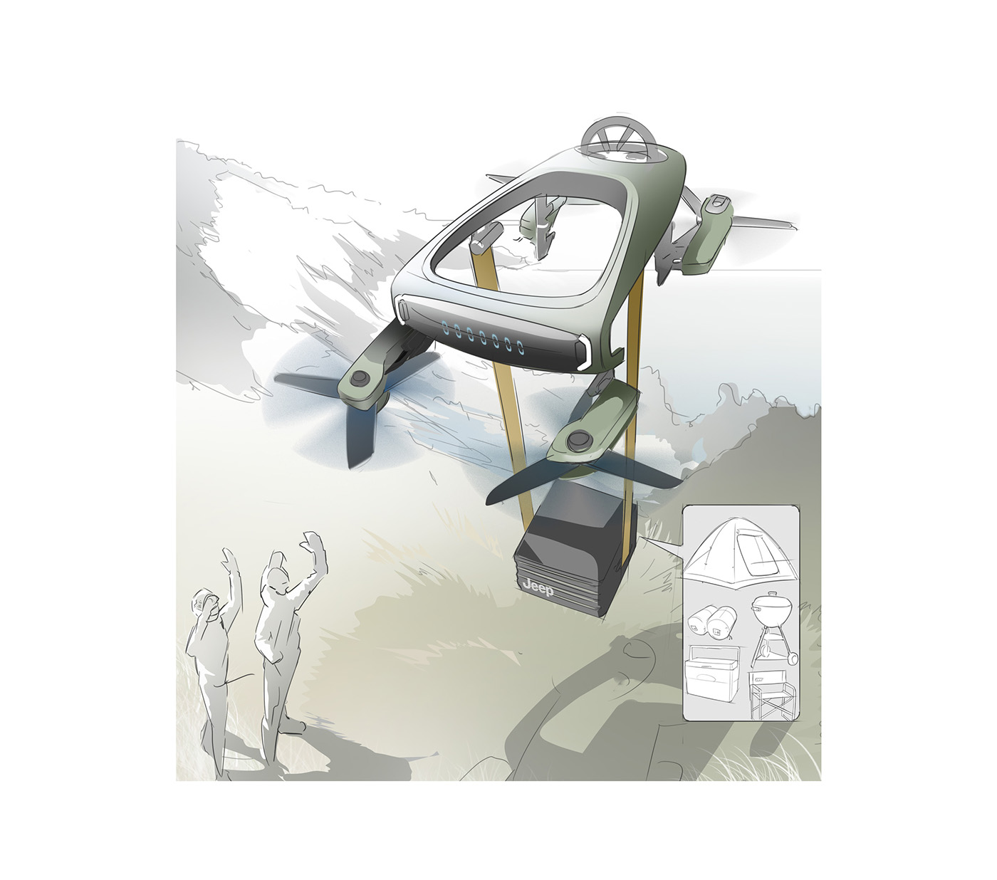 concept，UAV，jeep，