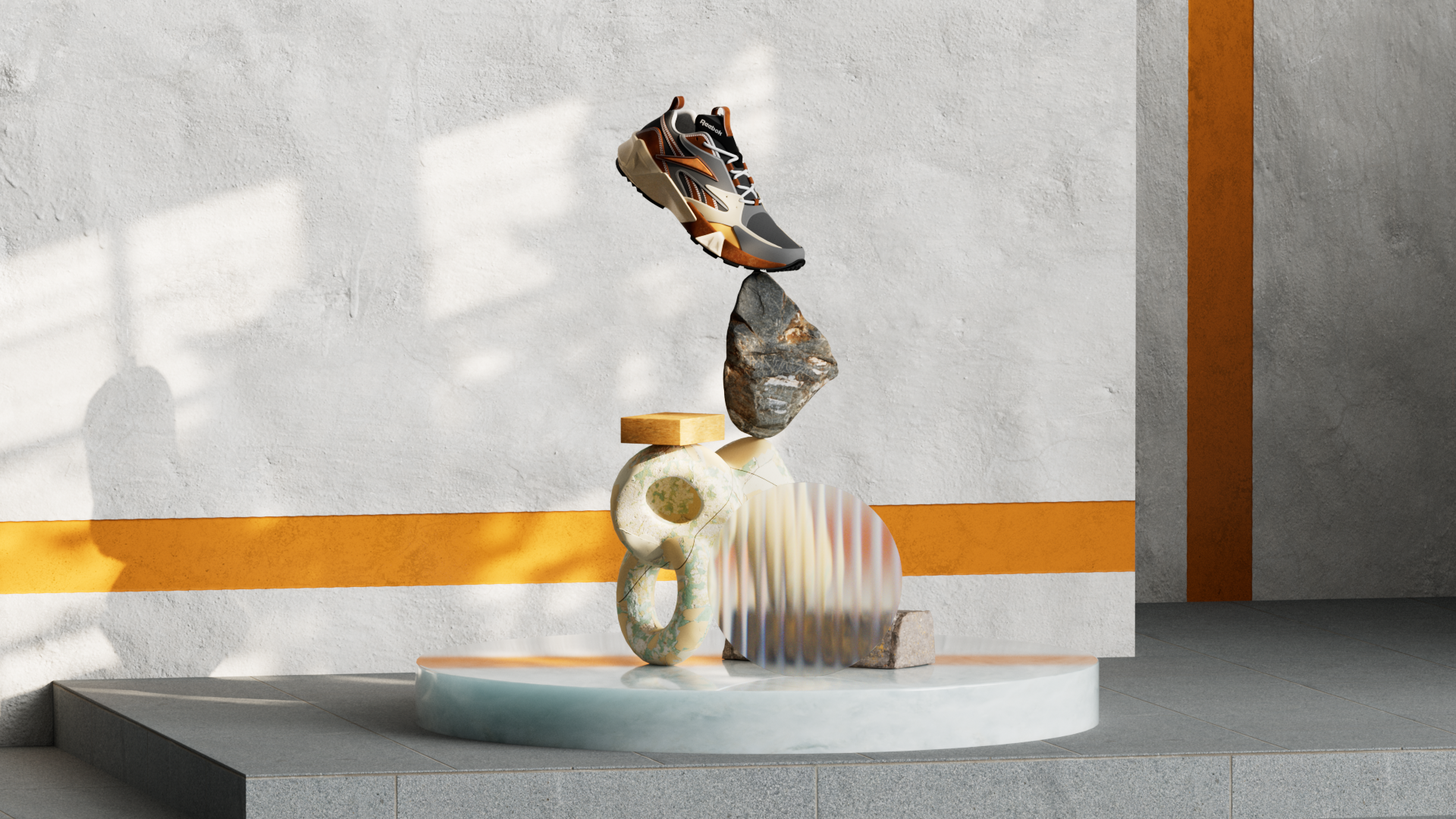 Product rendering，keyshot，cinema4d，Realistic，Product modeling，sneakers，outdoor sport，