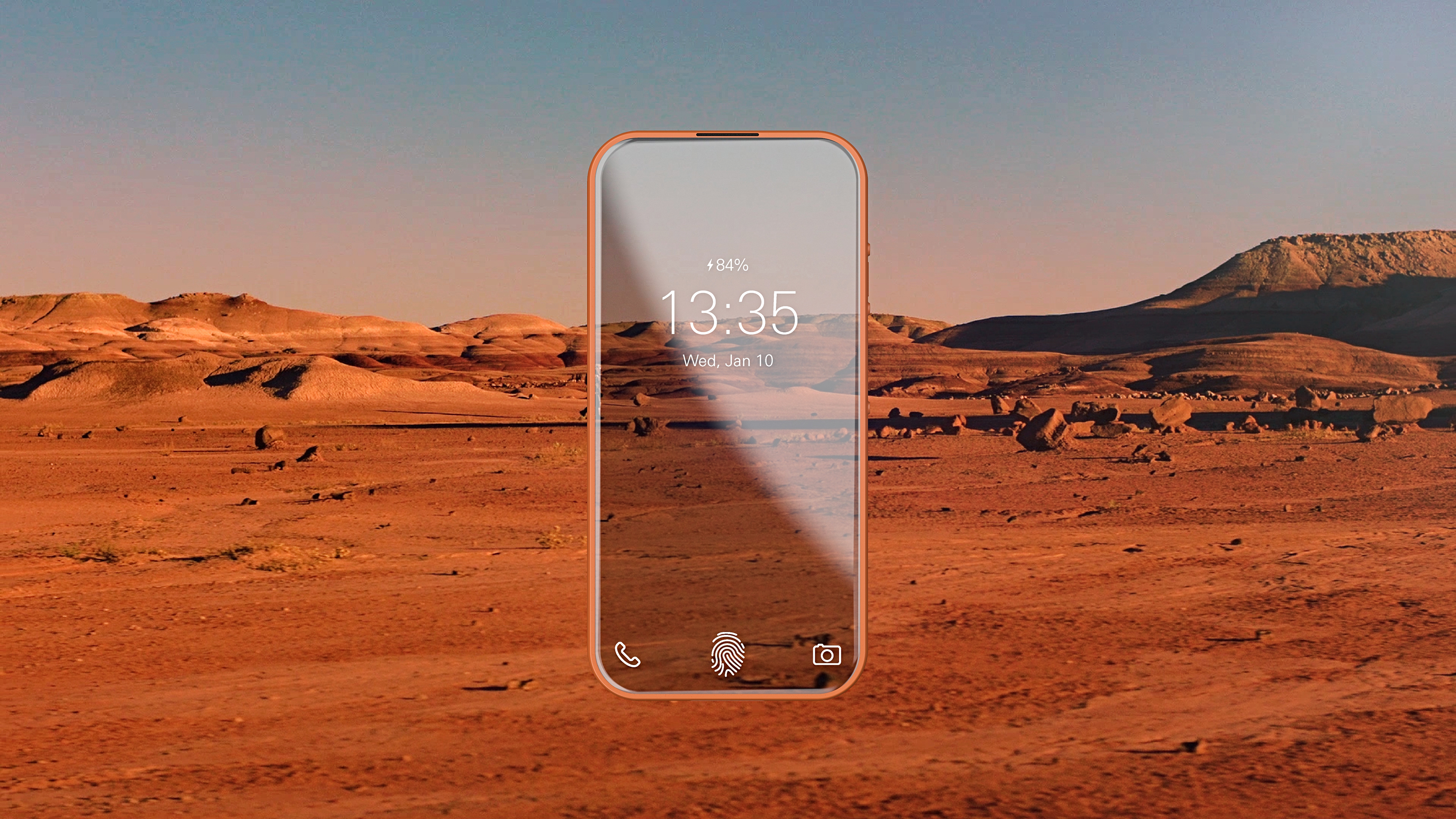 Orbit phone，Intelligent mobile phone，conceptual design，OLED screen，Flexible shell，Wireless charging，