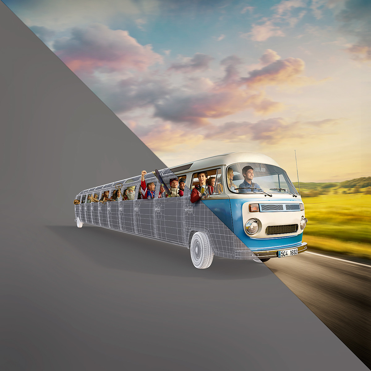 bus，automobile，3D rendering，cgi，travel，