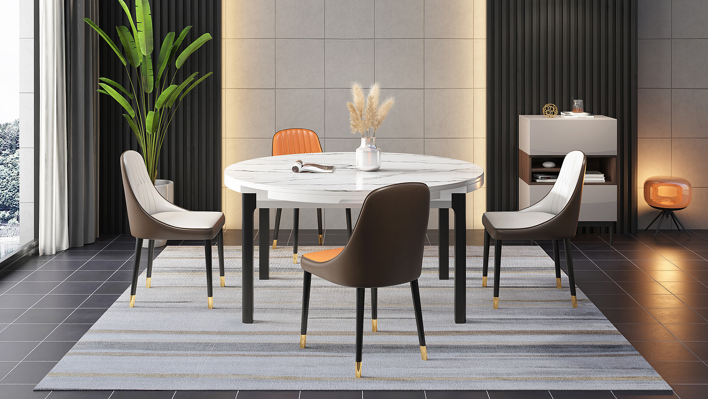dining table and chair，Furniture modeling and rendering animation tutorial，furniture design ，product design，Product modeling and rendering animation tutorial，Antique Valley fragrance，Leisure chair，Home Furnishing，