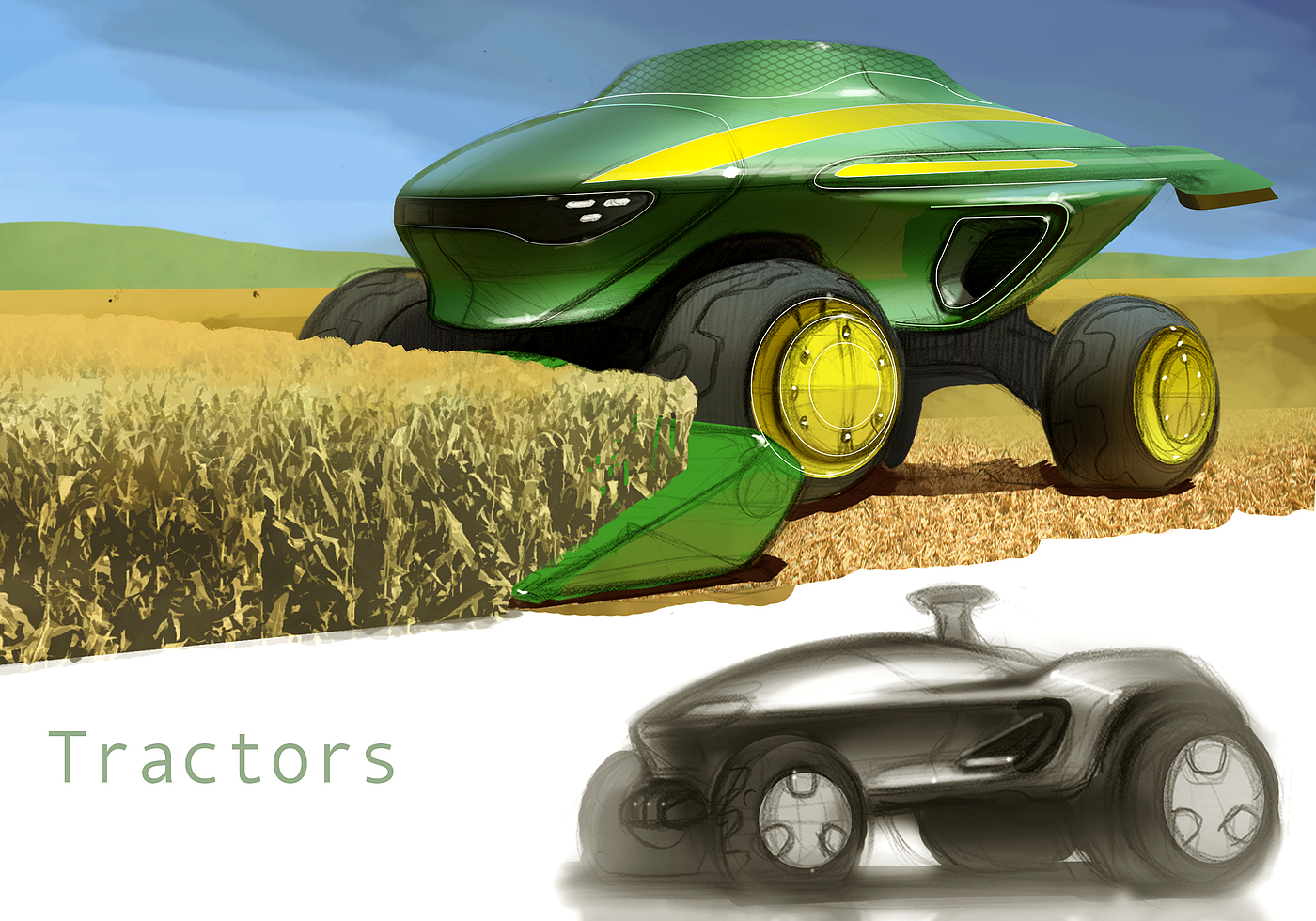 automobile，automation，Hand drawn，Farming，heavy，equipment，