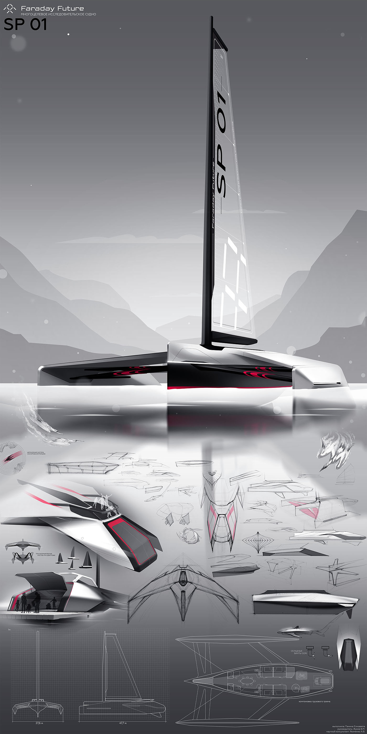 Rendering renderings，conceptual design，Trimaran，