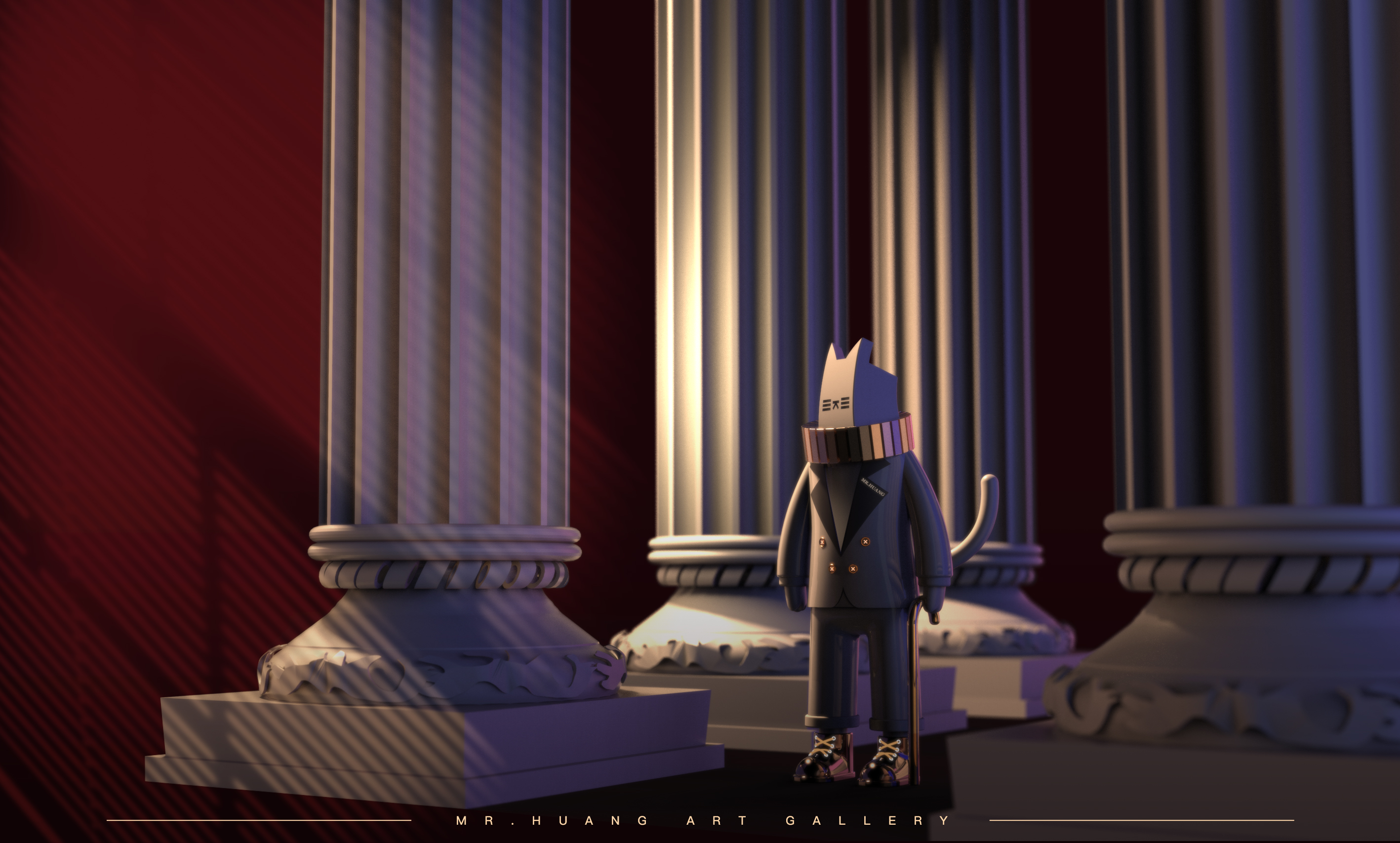 Cultural creation，IP，Garage Kit，sample reels，art gallery，Tide play，Render，cat，