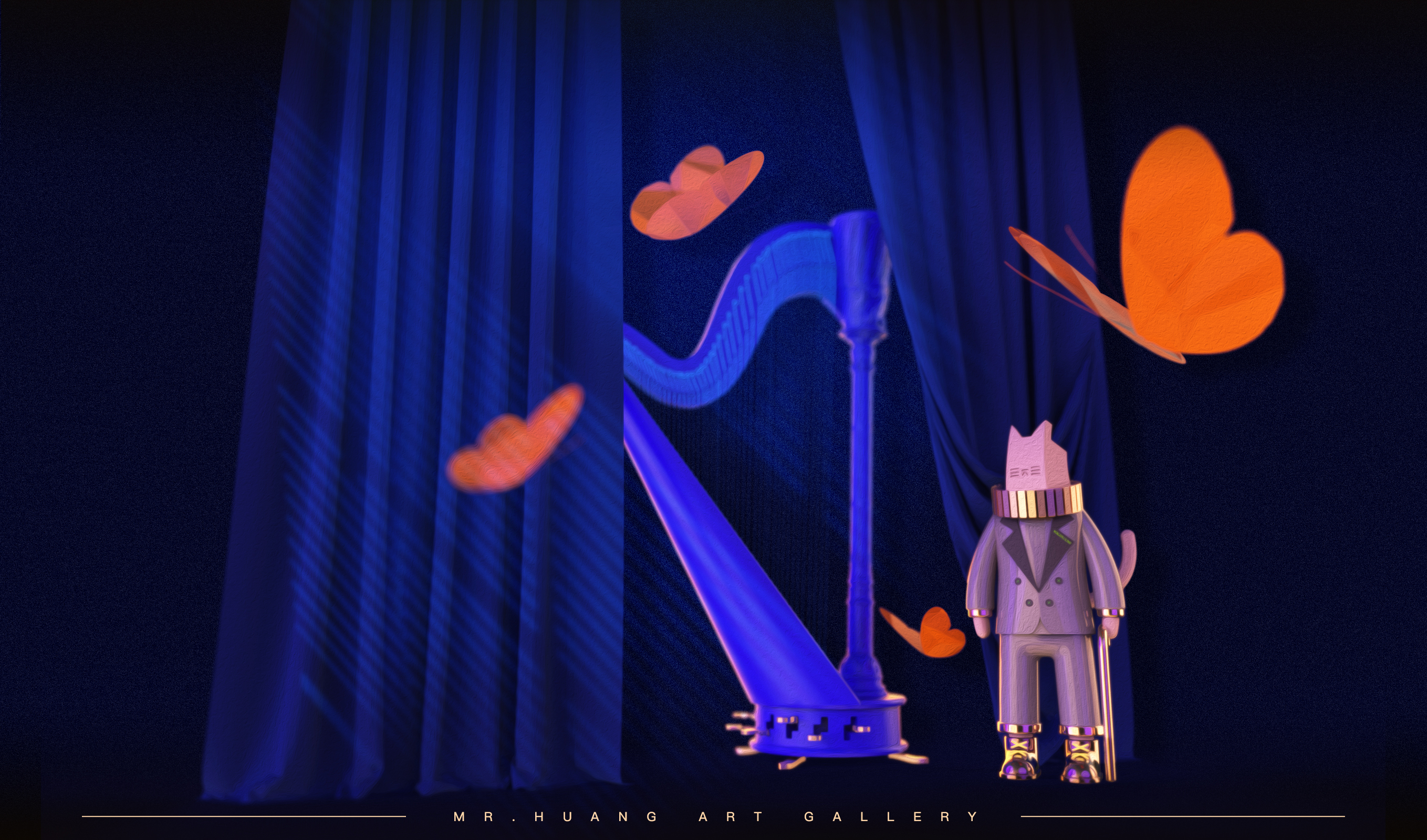 Cultural creation，IP，Garage Kit，sample reels，art gallery，Tide play，Render，cat，