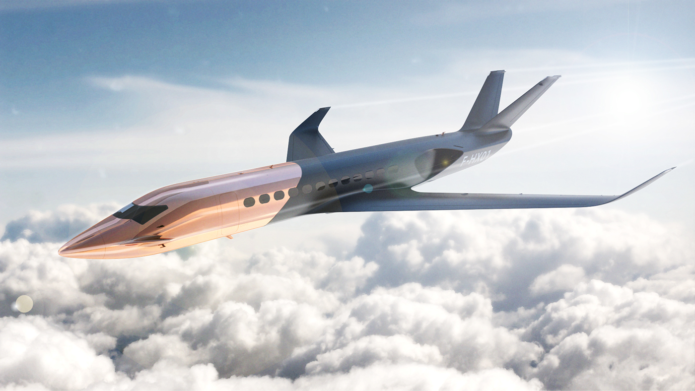 Hx-1 type，peugeot，CGI rendering，Jet aircraft，beautiful，Autodesk Maya，vray，