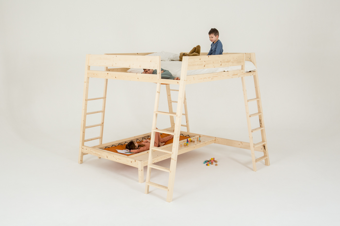 Bed，stairs，Wooden bed，imagine，