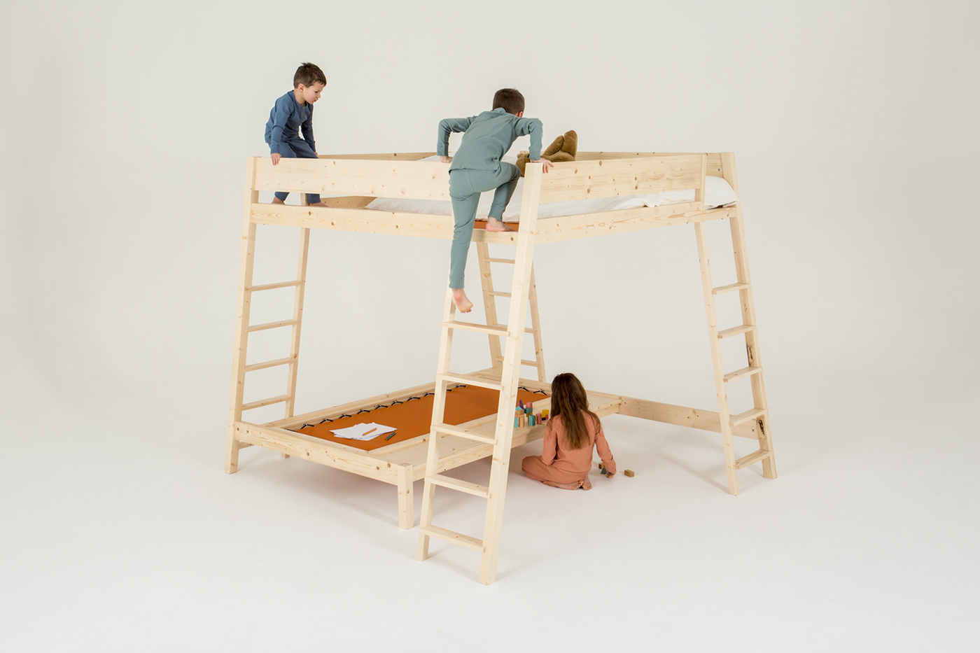 Bed，stairs，Wooden bed，imagine，